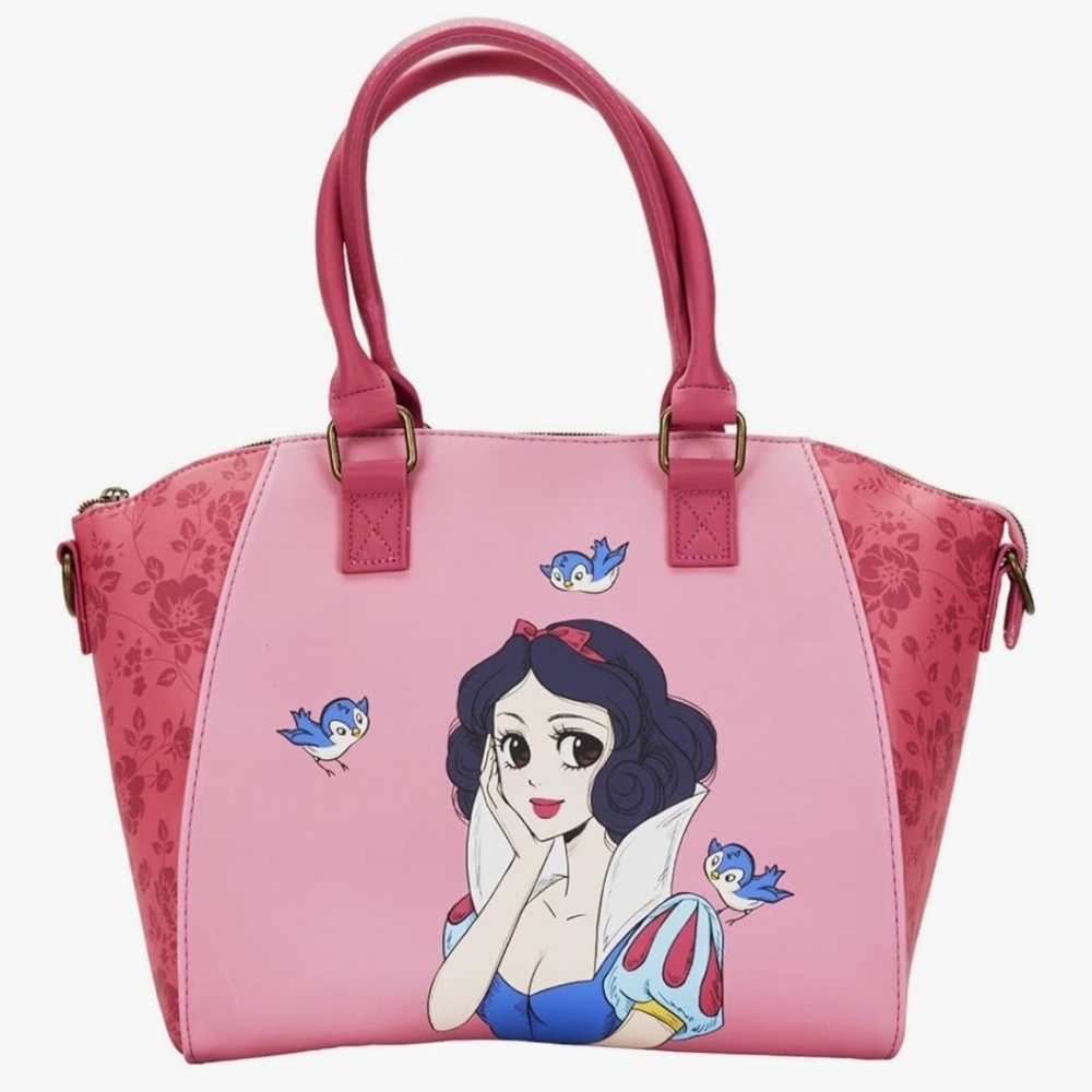 : Rare : Loungefly : Pink Disney Snow White Convertible Satchel Purse.